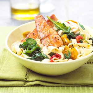 Mediterranean Salmon and Noodle Bowl Recipe Mediterranean Salmon and Noodle Bowl Recipe