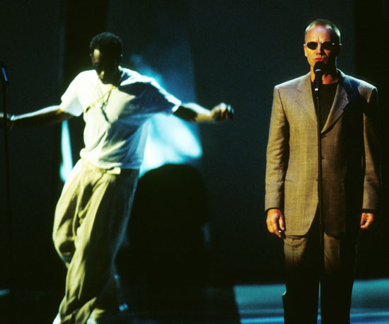 Diddy, who went by Puff Daddy at the time, had the help of Sting, Faith Evans, and 112 to perform his hit "I'll Be Missing You," a tribute to his recently deceased best friend Biggie in 1997.
Diddy, who went by Puff Daddy at the time, had the help of Sting, Faith Evans, and 112 to perform his hit "I'll Be Missing You," a tribute to his recently deceased best friend Biggie in 1997.