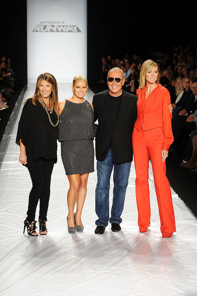 Nina Garcia, Jessica Simpson, Michael Kors, and Heidi Klum took the runway at the Project Runway fashion show in September 2010.
Nina Garcia, Jessica Simpson, Michael Kors, and Heidi Klum took the runway at the Project Runway fashion show in September 2010.