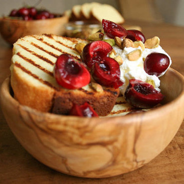 Grilled Pound Cake With Rose Whipped Cream, Pistachios, and Cherries Grilled Pound Cake With Rose Whipped Cream, Pistachios, and Cherries