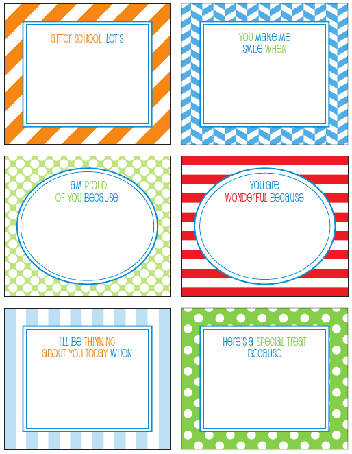 printable lunch box notes first day of school