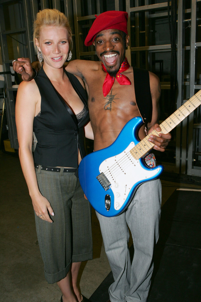 Gwyneth Paltrow's bra peeked out of her vest when she posed with Andre 3000 at the 2004 VMAs.
Gwyneth Paltrow's bra peeked out of her vest when she posed with Andre 3000 at the 2004 VMAs.
