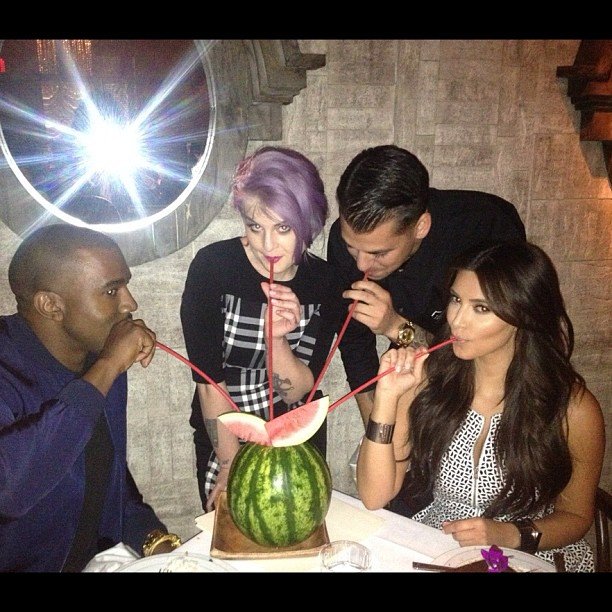 Kim and Rob Kardashian shared a drink with Kanye West and Kelly Kim