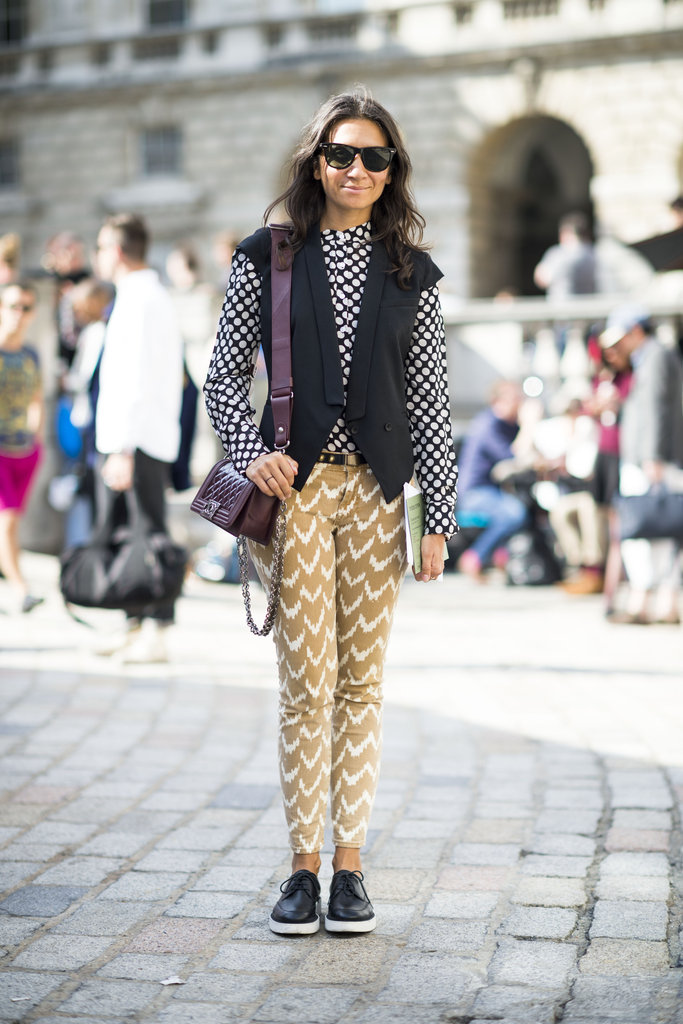 Give your long-sleeved top and trousers extra oomph in bold prints. Again, it's all about a little oxblood bag to drive the Fall theme home.
Source: Adam Katz Sinding
Give your long-sleeved top and trousers extra oomph in bold prints. Again, it's all about a little oxblood bag to drive the Fall theme home.
Source: Adam Katz Sinding
