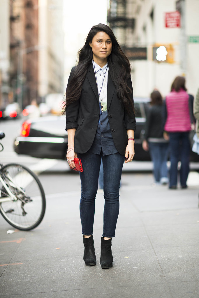 This styler offset her basic bottoms with a cool button-up and a classic blazer.
Source: Adam Katz Sinding
This styler offset her basic bottoms with a cool button-up and a classic blazer.
Source: Adam Katz Sinding