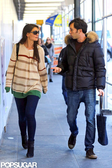 Katie Holmes chatted with a male companion in the subway in NYC. Katie Holmes chatted with a male companion in the subway in NYC.