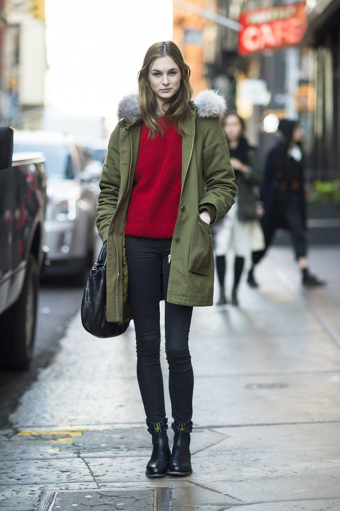 Yes, you can wear red and green, as long as you take an understated approach like this — a cozy knit and staple anorak make the color palette a whole lot less obvious.
Source: Adam Katz Sinding
Yes, you can wear red and green, as long as you take an understated approach like this — a cozy knit and staple anorak make the color palette a whole lot less obvious.
Source: Adam Katz Sinding