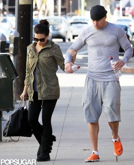 Pregnant Jenna Dewan held onto husband Channing Tatum as the couple left a dance class together in LA. Pregnant Jenna Dewan held onto husband Channing Tatum as the couple left a dance class together in LA.