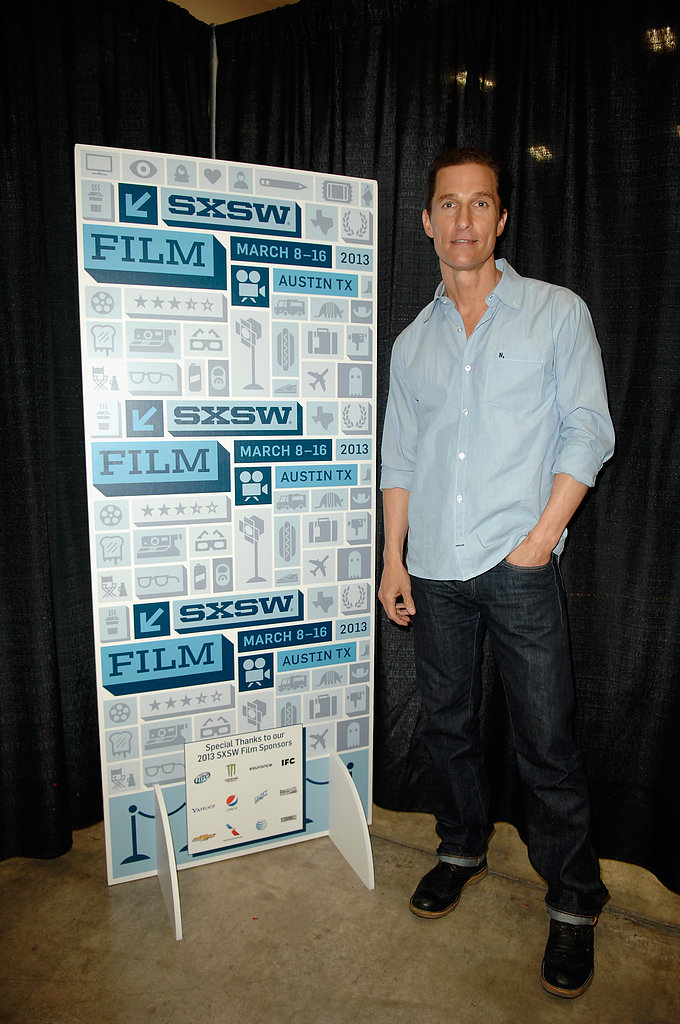 Matthew McConaughey posed in the greenroom at SXSW.
Matthew McConaughey posed in the greenroom at SXSW.