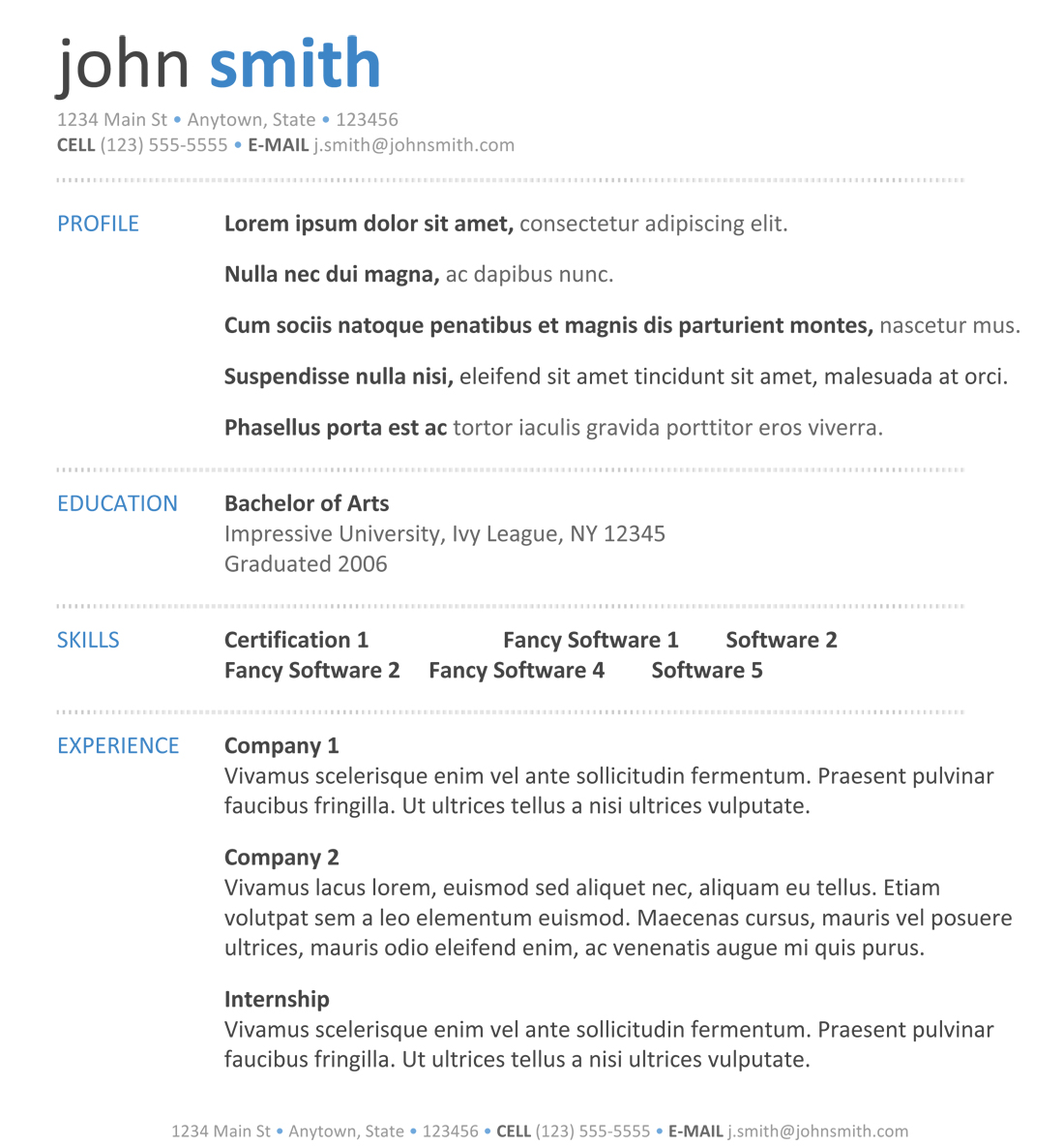 Blue Modern Résumé Templates You Can Download For Free POPSUGAR