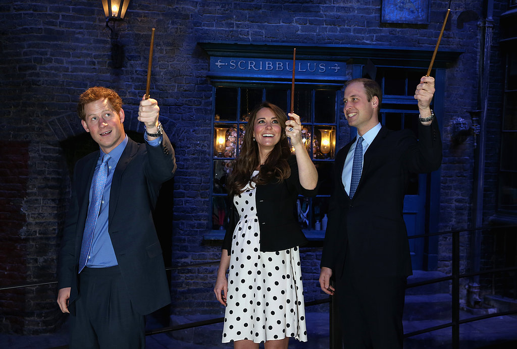 Pregnant Kate Middleton and Prince William got goofy with Prince Harry in London's Harry Potter film studio in April 2013.
Pregnant Kate Middleton and Prince William got goofy with Prince Harry in London's Harry Potter film studio in April 2013.