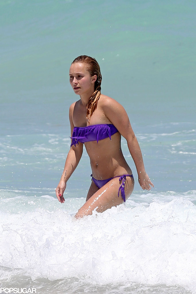 Hayden Panettiere In A Purple Bikini Photos Popsugar Celebrity Photo