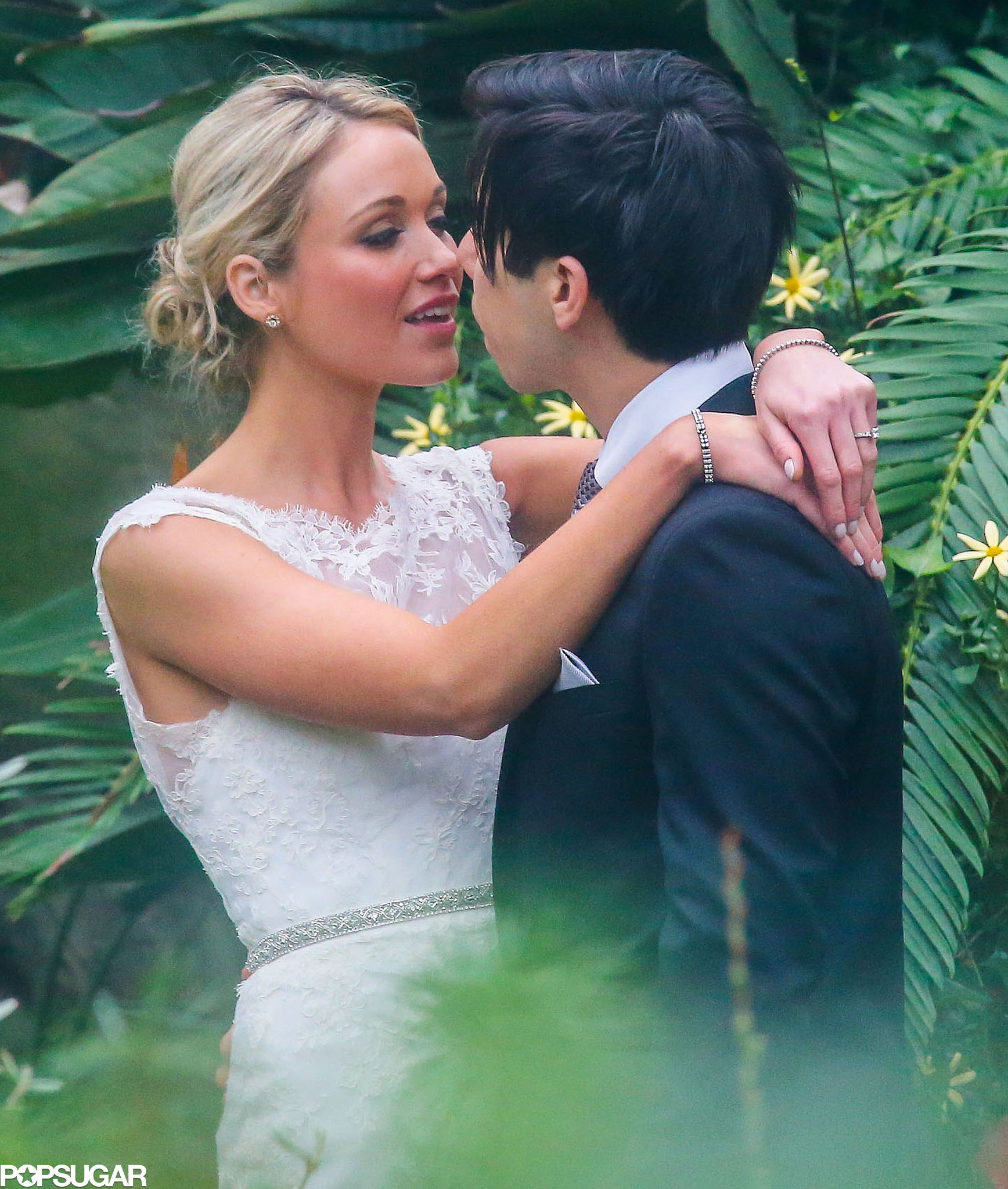 Katrina Bowden went in for a kiss with Ben at her wedding