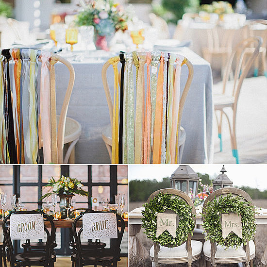 Once you've said your "I dos," consider celebrating your first meal as husband and wife with custom chair backs — DIY, of course. Fit for any theme, the options are endless: ribbons, wreaths, and recycled wood are just a few of POPSUGAR Home's favorite ideas.
Once you've said your "I dos," consider celebrating your first meal as husband and wife with custom chair backs — DIY, of course. Fit for any theme, the options are endless: ribbons, wreaths, and recycled wood are just a few of POPSUGAR Home's favorite ideas.