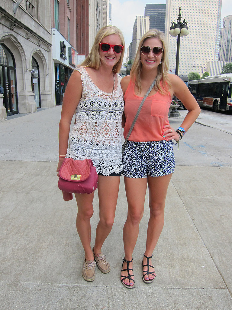 When prep meets fest: Sarah and Morgan wore playful sunglasses and crossbody bags with breezy tanks and crisp shorts. We love Morgan's black-and-white printed ones from PacSun.
When prep meets fest: Sarah and Morgan wore playful sunglasses and crossbody bags with breezy tanks and crisp shorts. We love Morgan's black-and-white printed ones from PacSun.