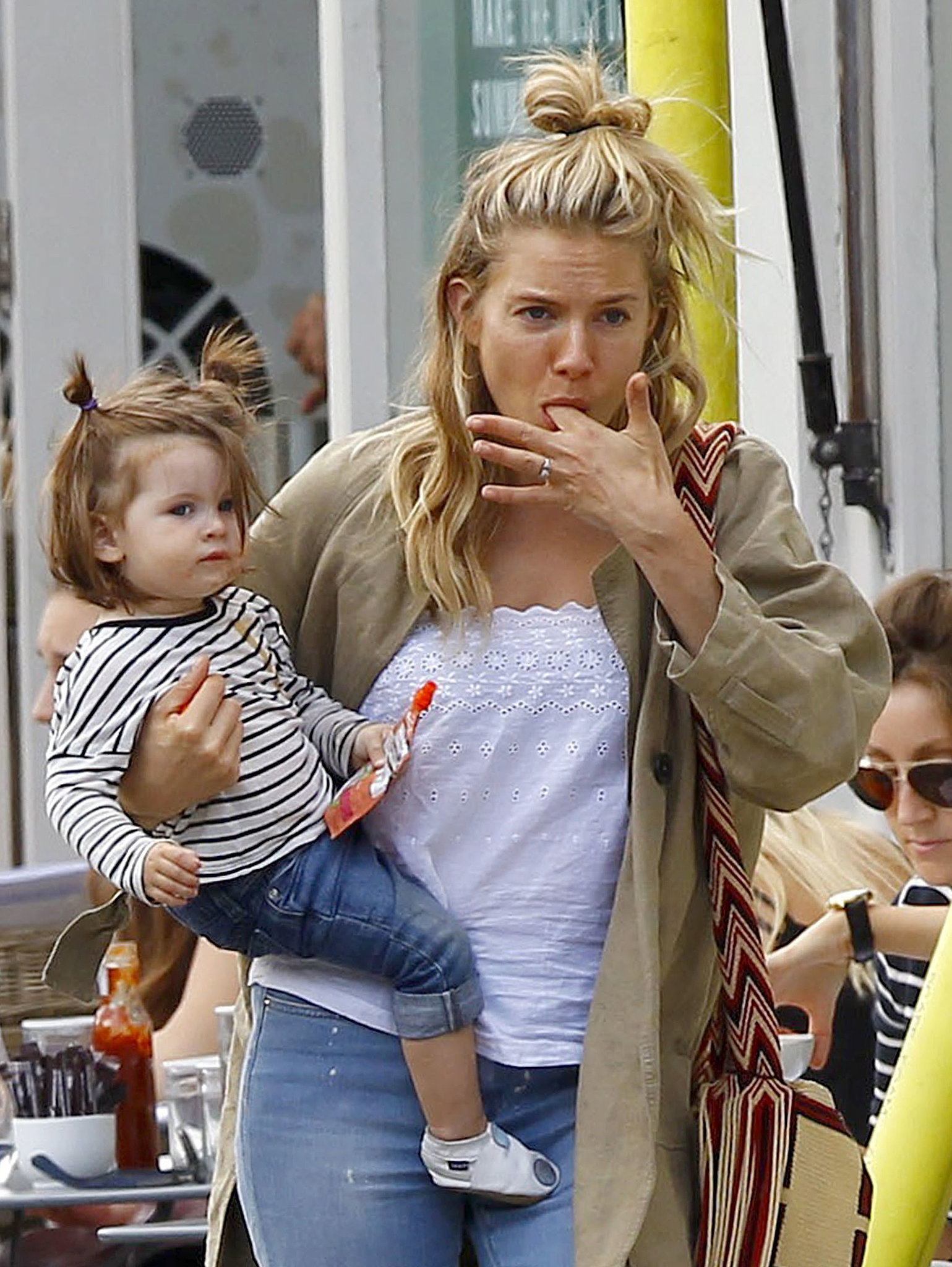 Sienna Miller's daughter, Marlowe, wore her hair in pigtail buns
