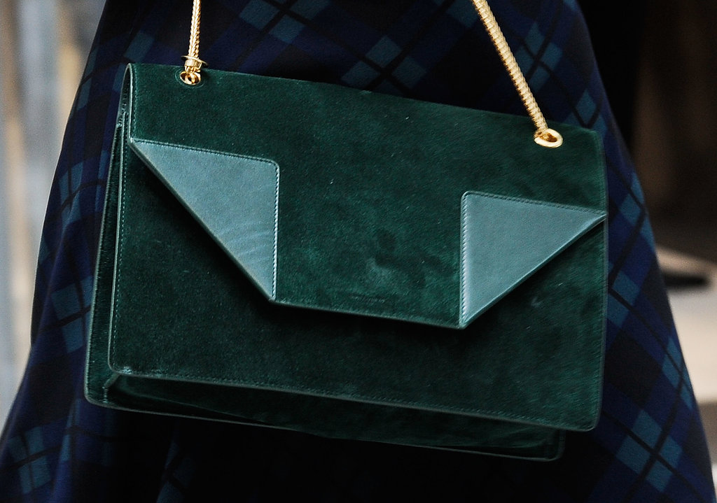 A covetable suede bag in a gorgeous hunter green.
A covetable suede bag in a gorgeous hunter green.