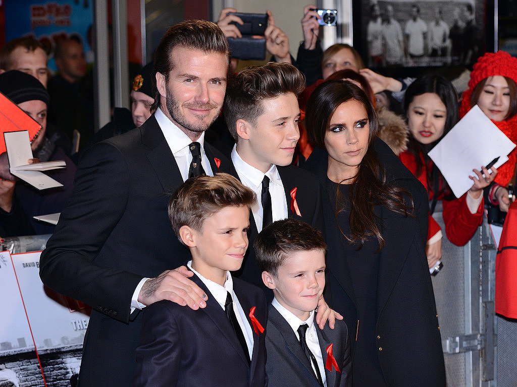 David and Victoria Beckham with their sons