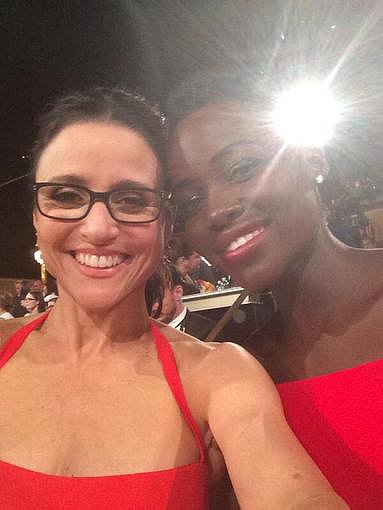 Julia Louis-Dreyfus snapped a selfie with Lupita Nyong'o, adding the caption "2 losers."
Source: Twitter user OfficialJLD
Julia Louis-Dreyfus snapped a selfie with Lupita Nyong'o, adding the caption "2 losers."
Source: Twitter user OfficialJLD