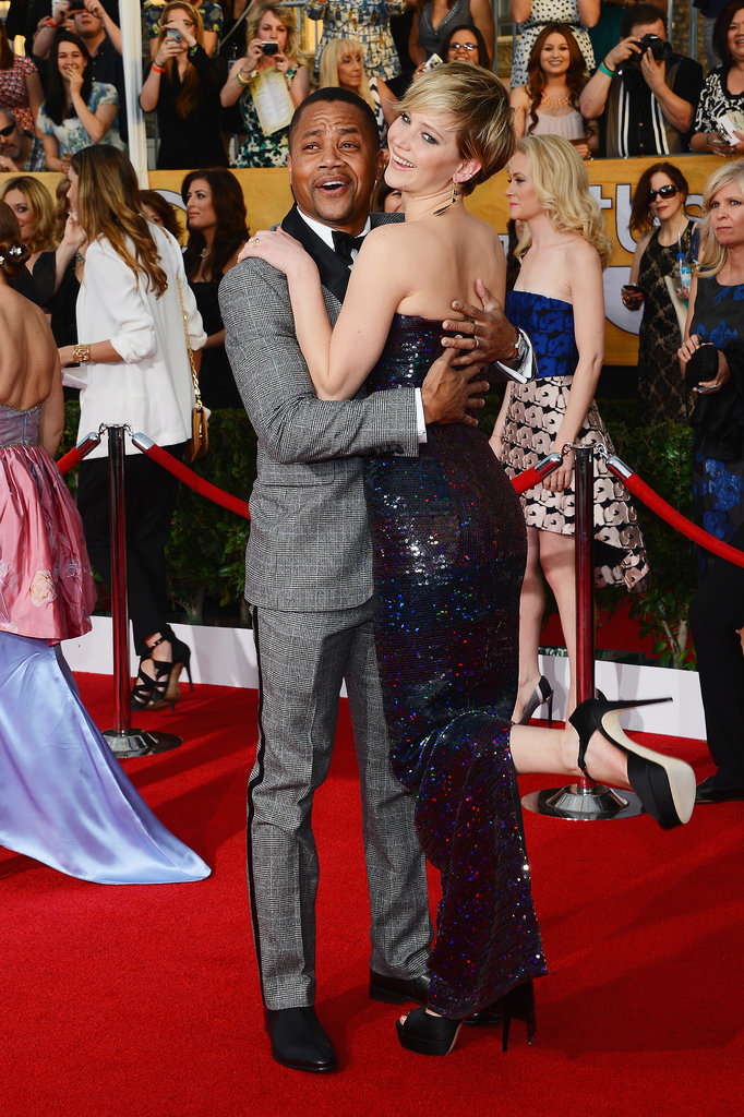 Jennifer Lawrence and Cube Gooding Jr. had a silly red carpet moment at the Screen Actors Guild Awards.
Jennifer Lawrence and Cube Gooding Jr. had a silly red carpet moment at the Screen Actors Guild Awards.
