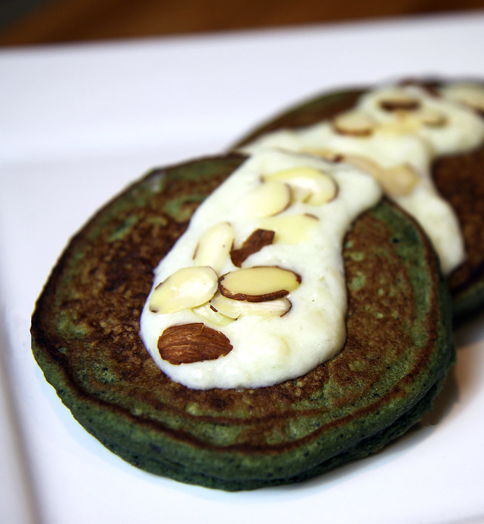 Blueberry Banana — and Spinach! — Pancakes With Sweet Cream Sauce Blueberry Banana — and Spinach! — Pancakes With Sweet Cream Sauce