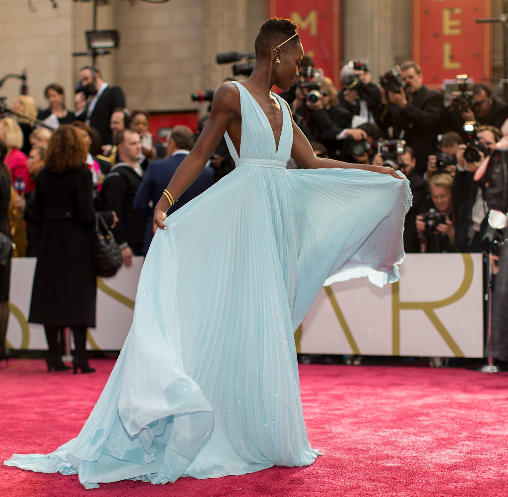 Lupita Nyong'o and her gorgeous blue Prada gown floated down the carpet.
Lupita Nyong'o and her gorgeous blue Prada gown floated down the carpet.