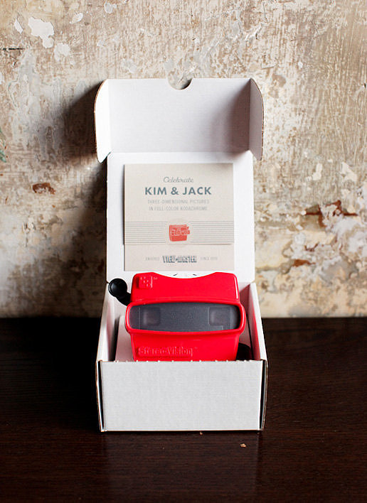 How amazing is this View-Master invite ($3,450 for 100)? It might be expensive, but the View-Master comes with a custom picture reel and insert card that's worth justifying.
How amazing is this View-Master invite ($3,450 for 100)? It might be expensive, but the View-Master comes with a custom picture reel and insert card that's worth justifying.