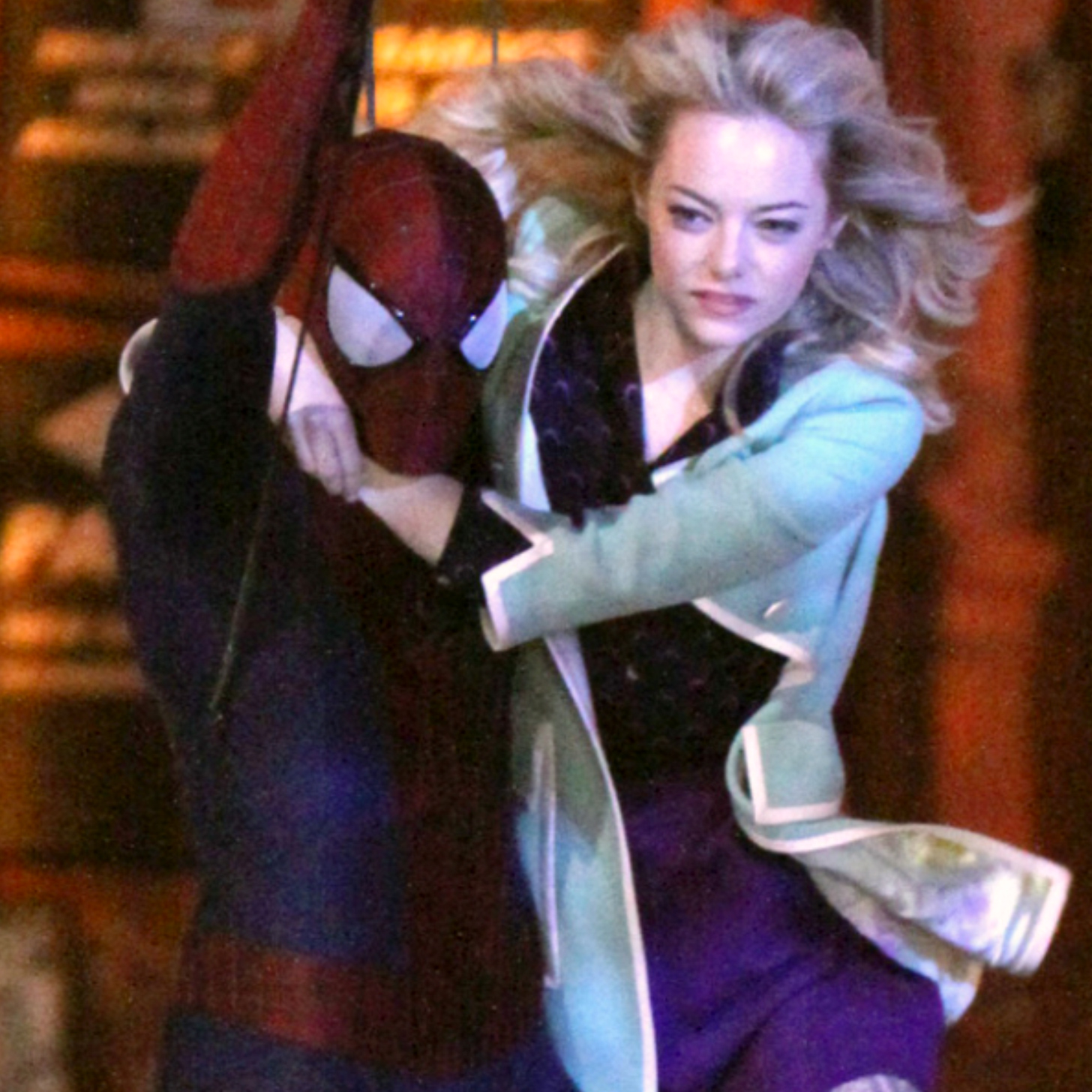 Emma Stone Amazing SpiderMan 2 Costumes Video POPSUGAR Fashion