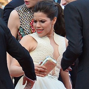 Man Crawls Under America Ferrera's Dress at Cannes Man Crawls Under America Ferrera's Dress at Cannes