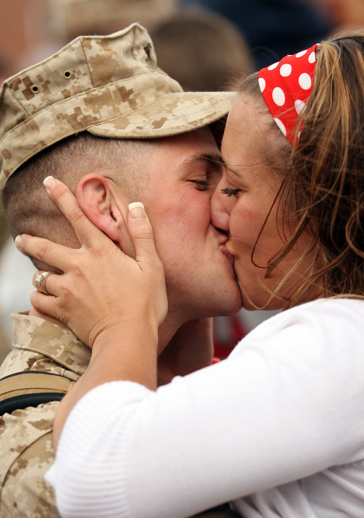 Lance Cpl. Jeffery Brant got a big welcome home kiss from his girlfriend, Brooke Africa, on May 12, 2008, at Camp Lejeune, NC.
Lance Cpl. Jeffery Brant got a big welcome home kiss from his girlfriend, Brooke Africa, on May 12, 2008, at Camp Lejeune, NC.