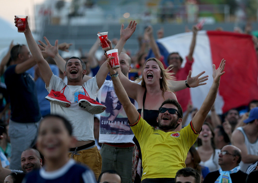 In Rio de Janeiro, Brazil, fans of France went wild when their team scored against Honduras.
In Rio de Janeiro, Brazil, fans of France went wild when their team scored against Honduras.
