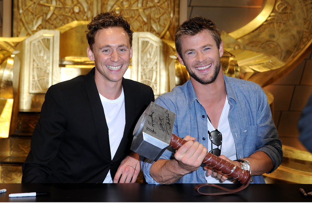 Thor stars Tom Hiddleston and Chris Hemsworth signed autographs during Comic-Con in 2010.
Thor stars Tom Hiddleston and Chris Hemsworth signed autographs during Comic-Con in 2010.