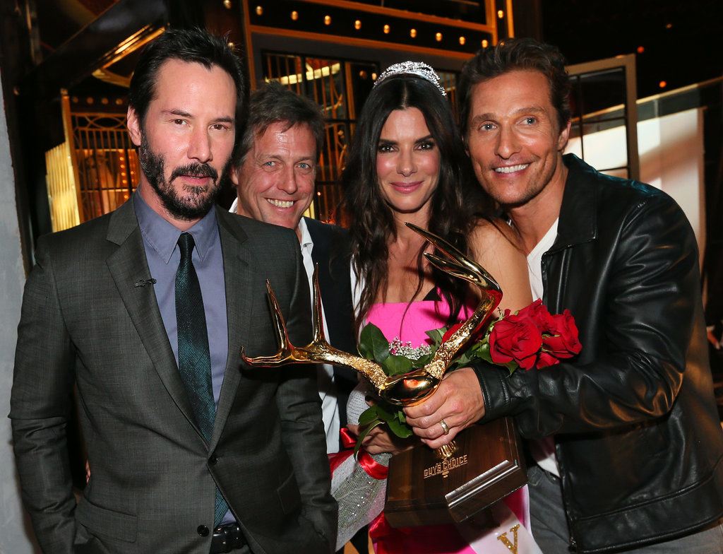Sandra was the belle of the ball at the Guys Choice Awards in June 2014 — she was awarded with the Decade of Hotness award by her past costars Keanu Reeves, Hugh Grant, and Matthew McConaughey.
Sandra was the belle of the ball at the Guys Choice Awards in June 2014 — she was awarded with the Decade of Hotness award by her past costars Keanu Reeves, Hugh Grant, and Matthew McConaughey.