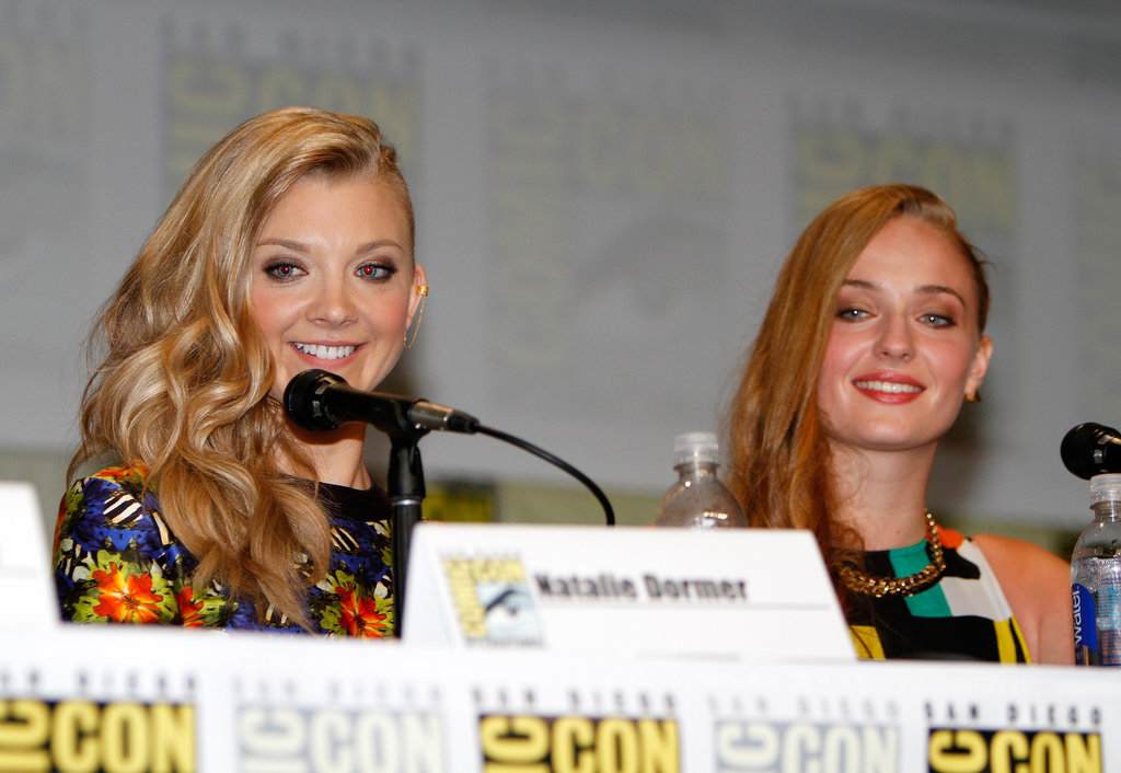 Natalie Dormer and Sophie Turner brought their megawatt smiles to HBO's panel for Game of Thrones on Friday.
Natalie Dormer and Sophie Turner brought their megawatt smiles to HBO's panel for Game of Thrones on Friday.