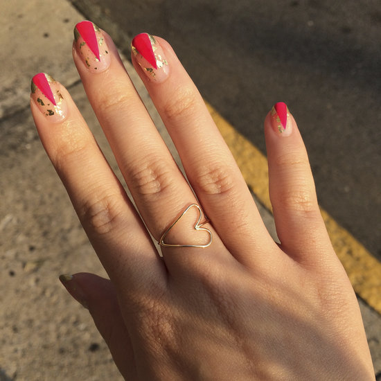 A Graphic Gold-and-Pink Manicure That Will Revive Your Summer Tan A Graphic Gold-and-Pink Manicure That Will Revive Your Summer Tan
