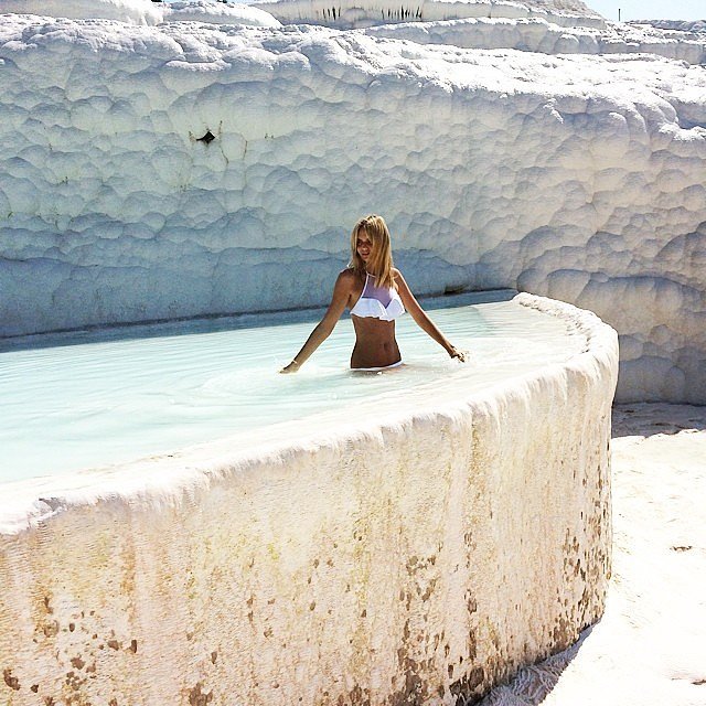 Tuula Vintage Took A Dip In The Turkish Pamukkale Pools Wearing A Forget The Rain And Take A