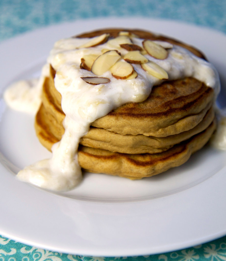 High-Protein Pancakes With Banana Cream Sauce High-Protein Pancakes With Banana Cream Sauce