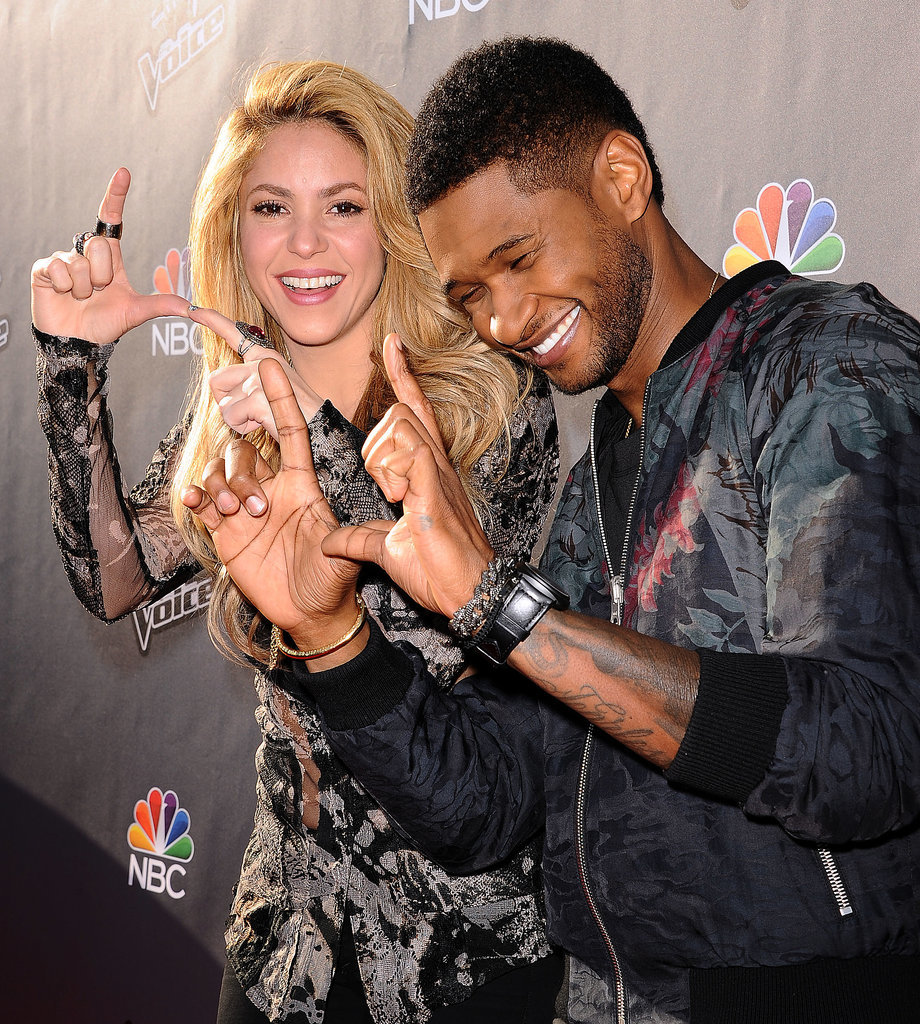 Usher and Shakira got silly on the red carpet at an event for The Voice in April 2014.
Usher and Shakira got silly on the red carpet at an event for The Voice in April 2014.