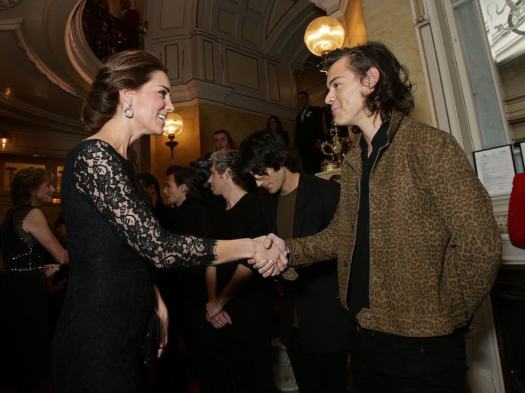 Harry Styles shook hands with Kate when they met at the Royal Variety Performance in November 2014.
Harry Styles shook hands with Kate when they met at the Royal Variety Performance in November 2014.