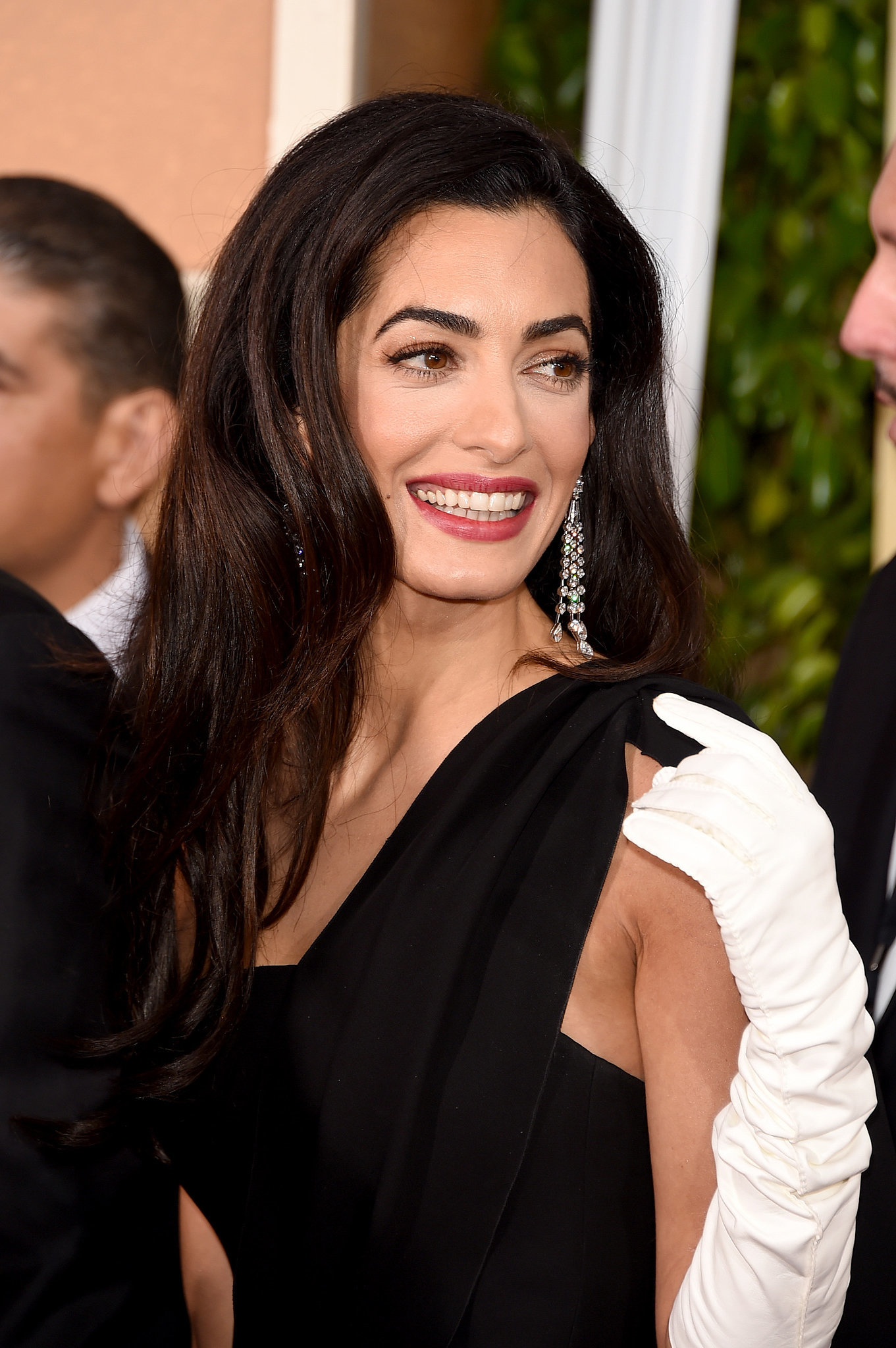 White gloves and silver drop earrings for Amal Alamuddin Clooney ...