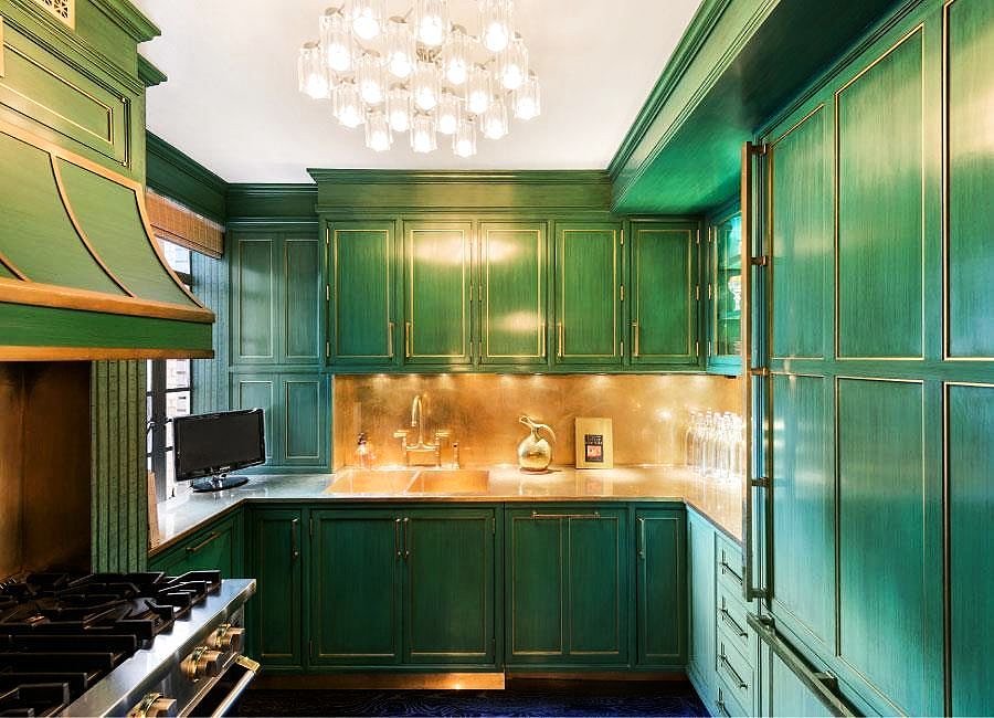 emerald green cabinet kitchen design