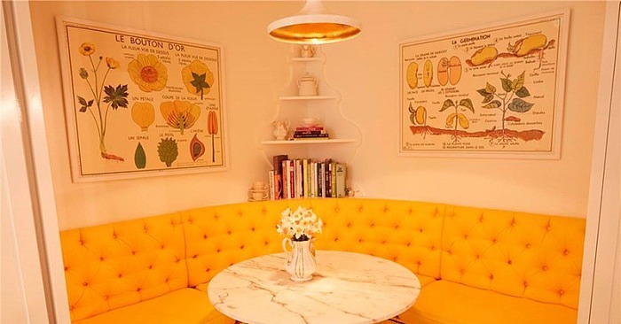 A cheery kitchen nook is Instagram-ready from the wall art to the