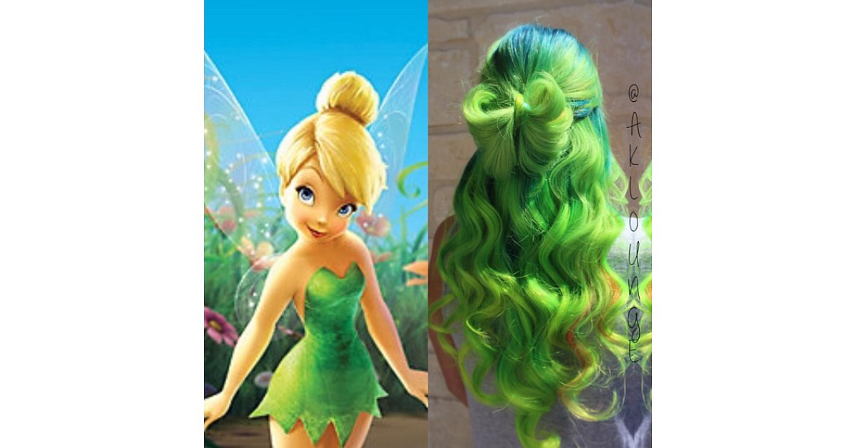 Tinkerbell 32 DisneyInspired Rainbow Hair Ideas Fit For a Princess