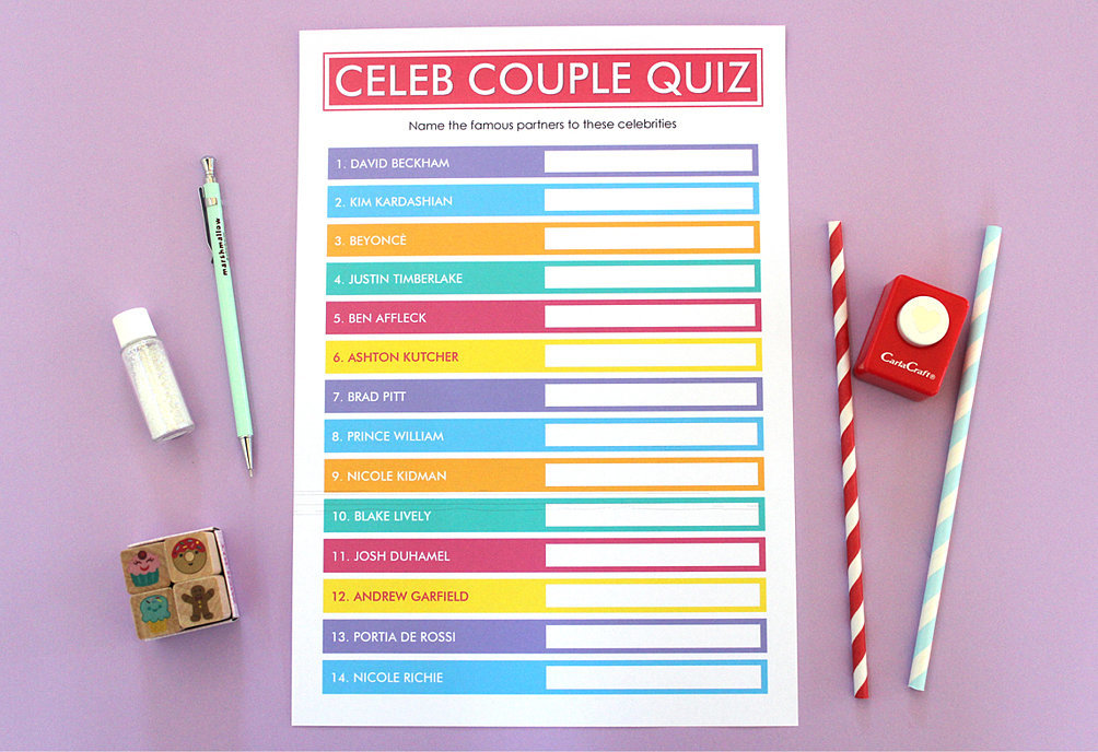 Celeb Couple Quiz | 24 Free Bachelorette Party Printables Every Bride ...