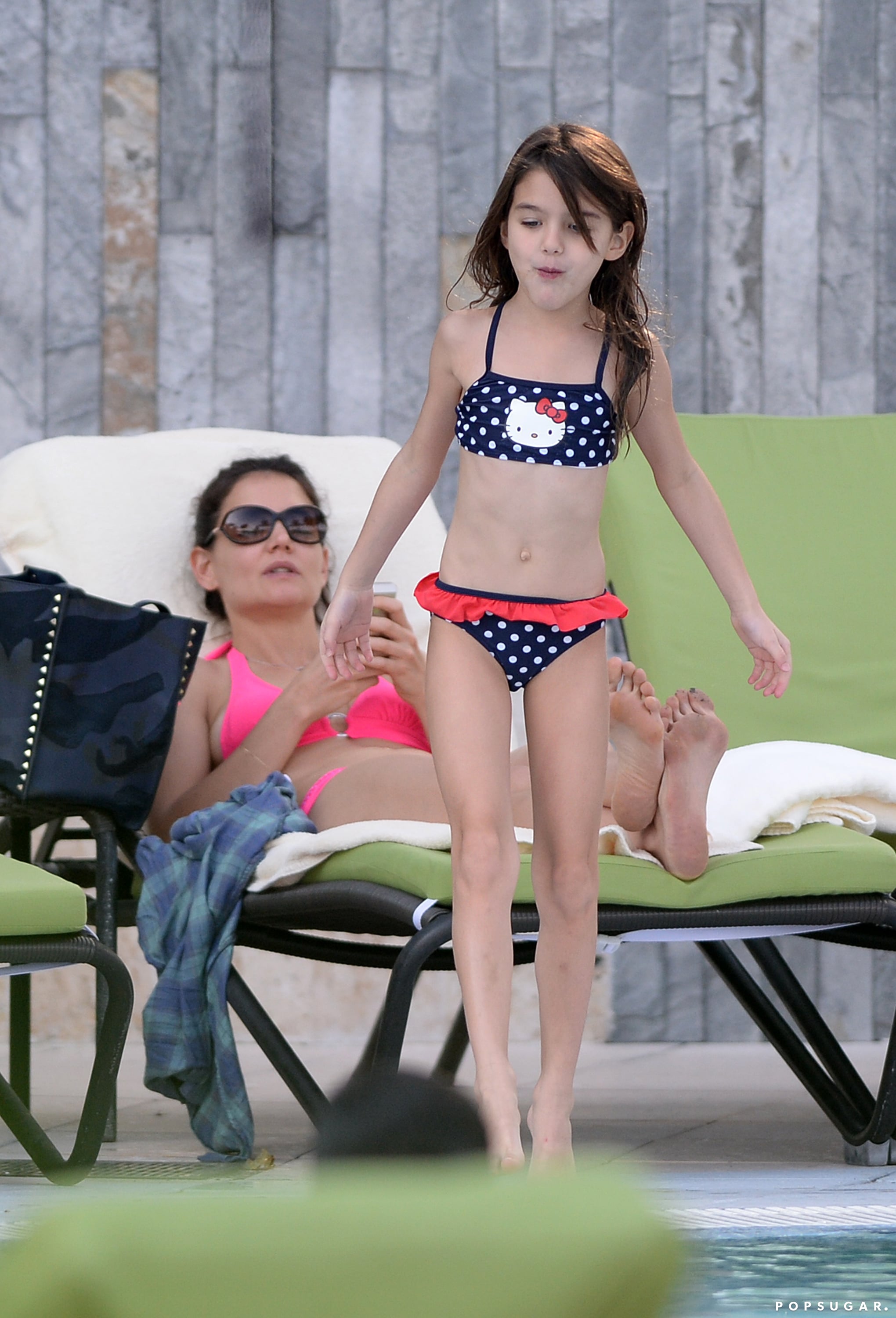 Katie Holmes And Suri Cruise Hit The Pool In Miami Ahead