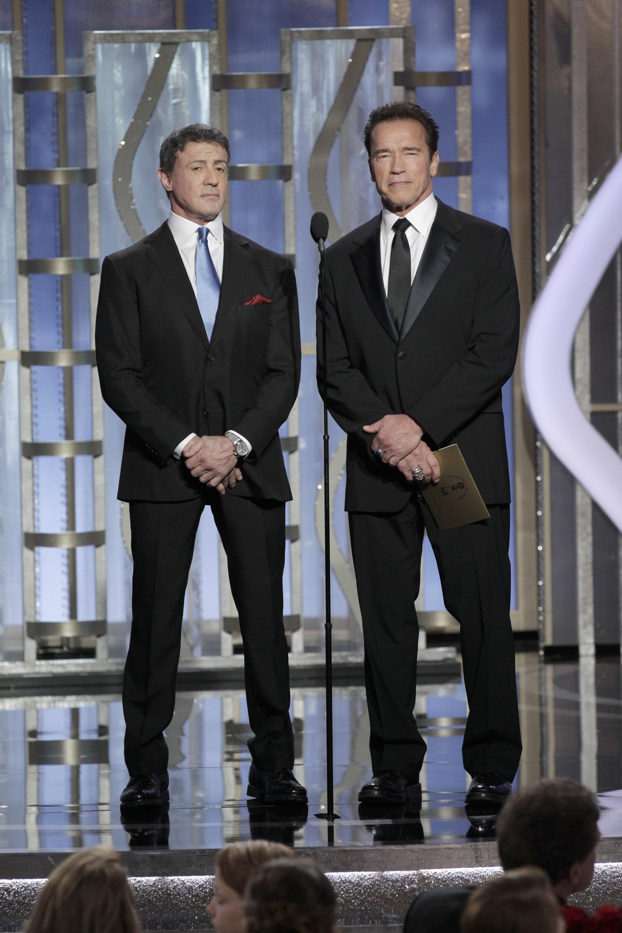 Sylvester Stallone and Arnold Schwarzenegger presented at the Globes
