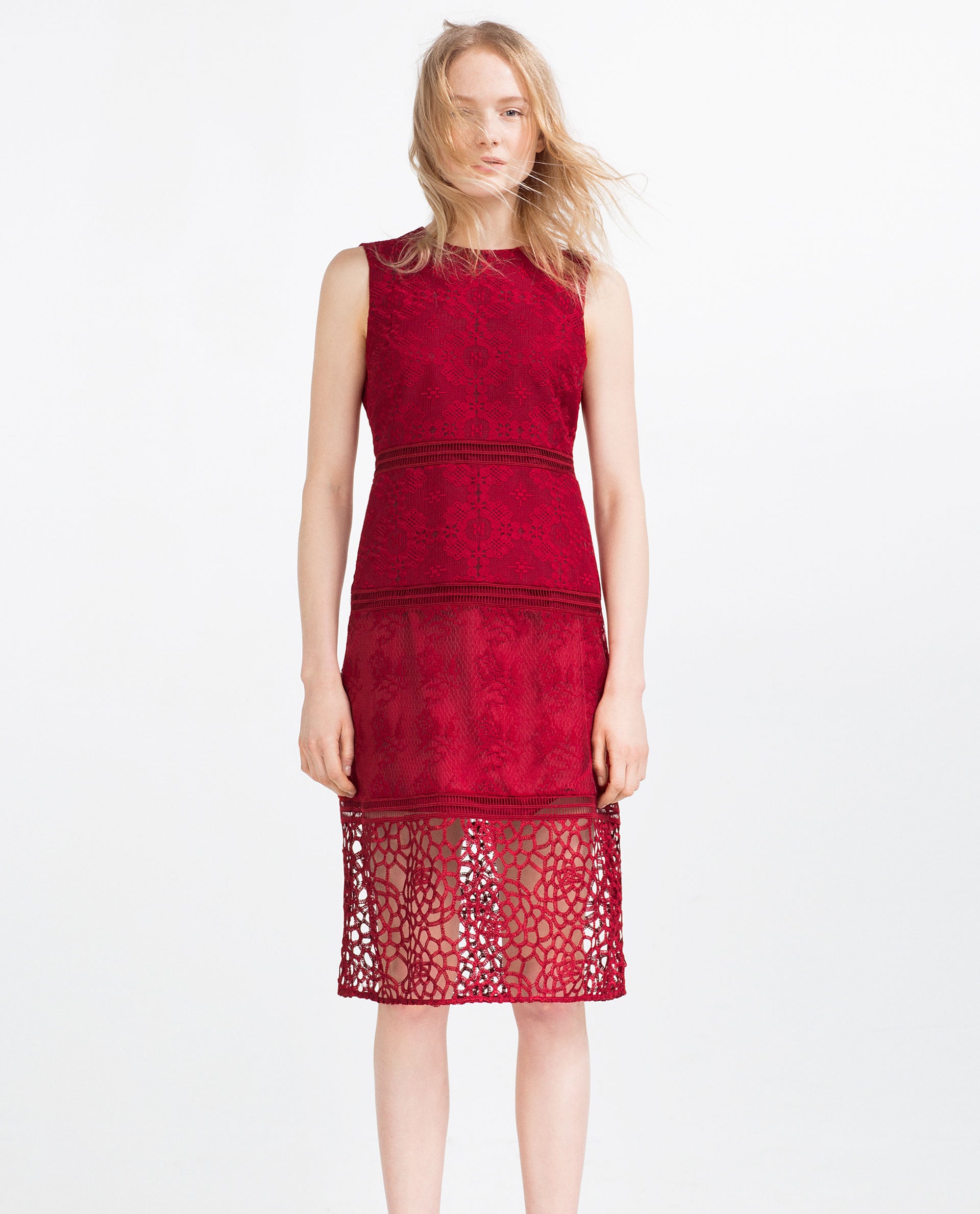 Zara Contrast Embroidered Dress With Lace (100) What to Wear to All
