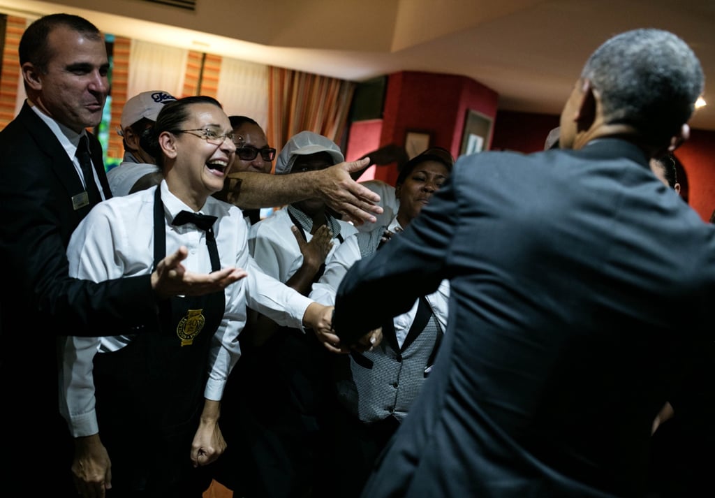 When he met hotel workers during his historic trip to Havana