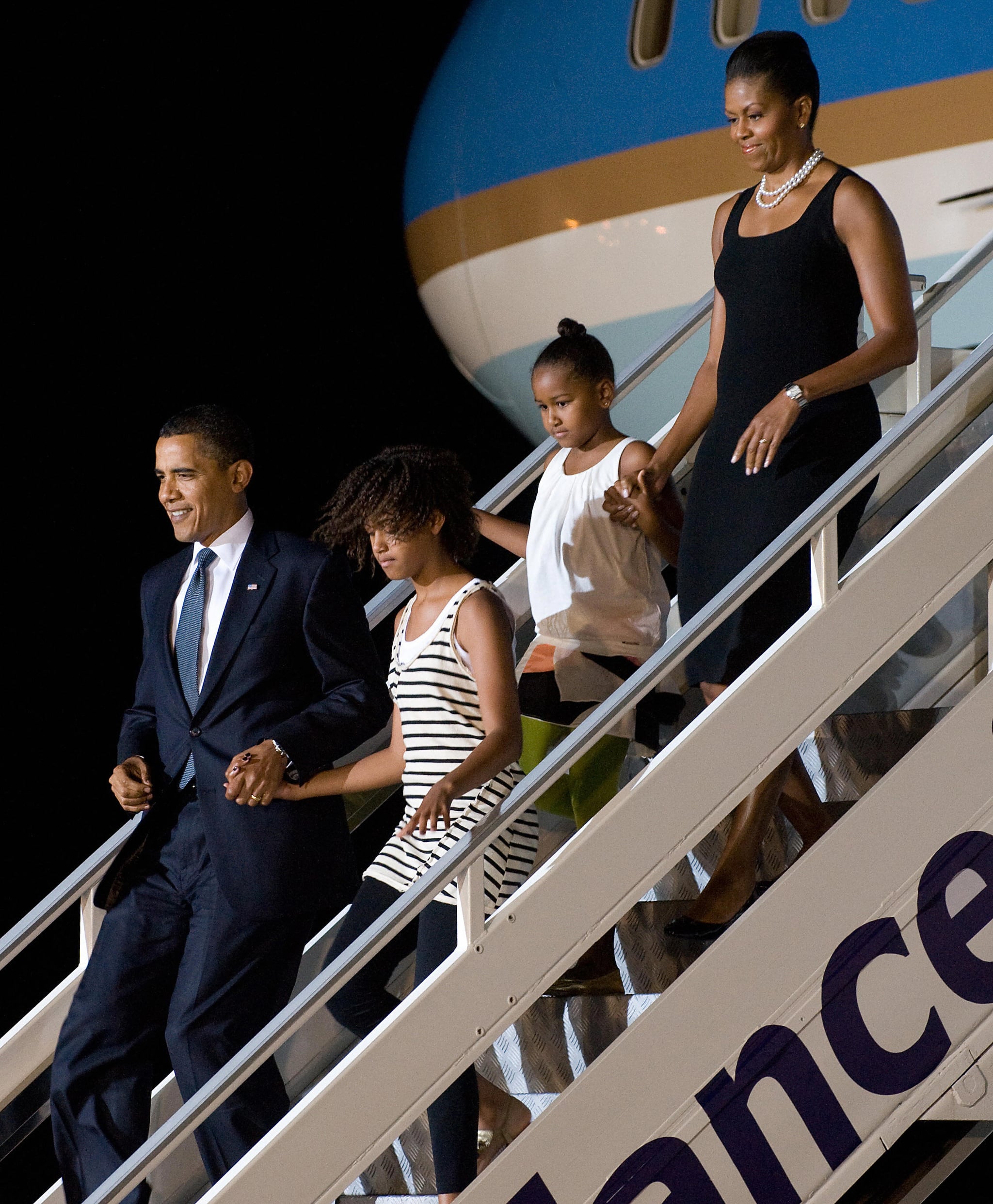 The Obama family arrived in Accra, Ghana, in July 2009 for a quick 24-hour visit. 