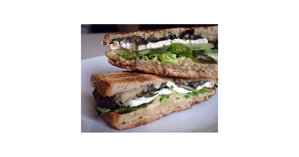 Recipe For Warm Eggplant Sandwich With Mint, Feta, and Hummus